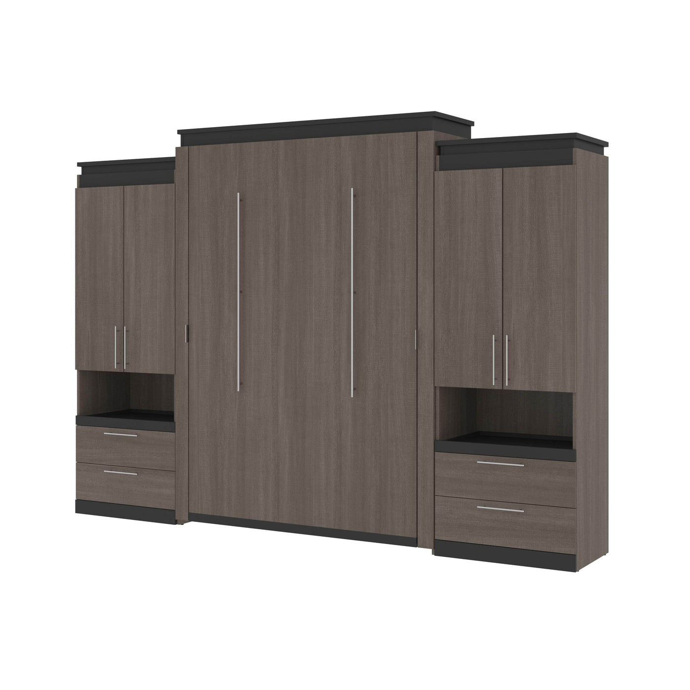 Bestar Orion 124"W Queen Murphy Wall Bed with 2 Storage Cabinets and ...