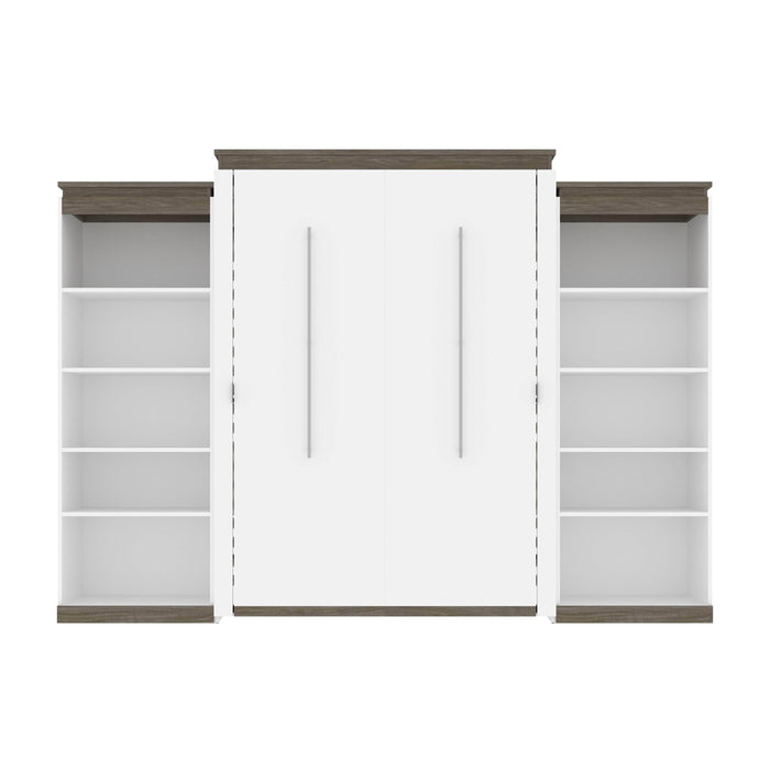 Bestar Murphy Beds Orion 124W Queen Murphy Bed With 2 Shelving Units - Available in 2 Colors