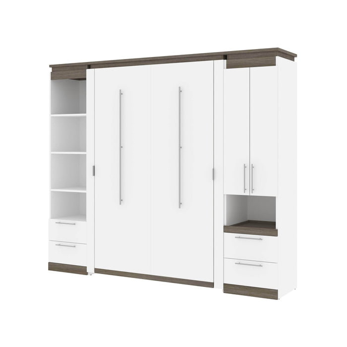 Bestar Murphy Beds Orion 98W Full Murphy Bed And Narrow Storage Solutions With Drawers - Available in 2 Colors