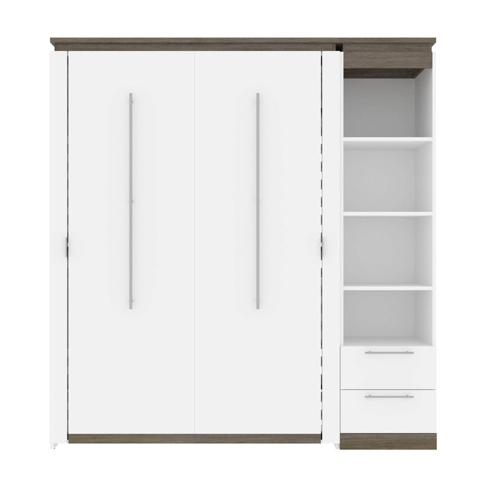 Bestar Murphy Beds Orion Full Murphy Bed And Narrow Shelving Unit With Drawers - Available in 2 Colors