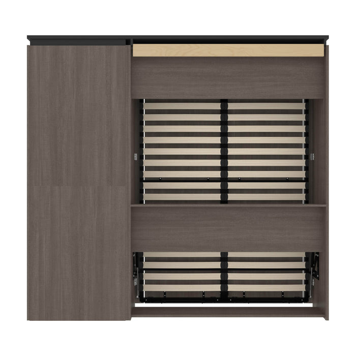 Bestar Full Murphy Bed Orion Full Murphy Bed And Shelving Unit With Drawers (89W) In Bark Gray & Graphite