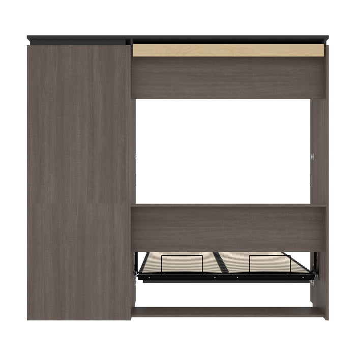 Bestar Full Murphy Bed Orion Full Murphy Bed And Storage Cabinet With Pull-Out Shelf (89W) In Bark Gray & Graphite
