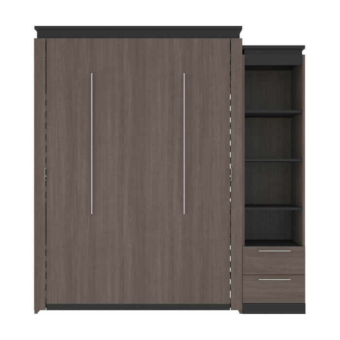 Bestar Murphy Beds Orion Queen Murphy Bed And Narrow Shelving Unit With Drawers - Available in 2 Colors