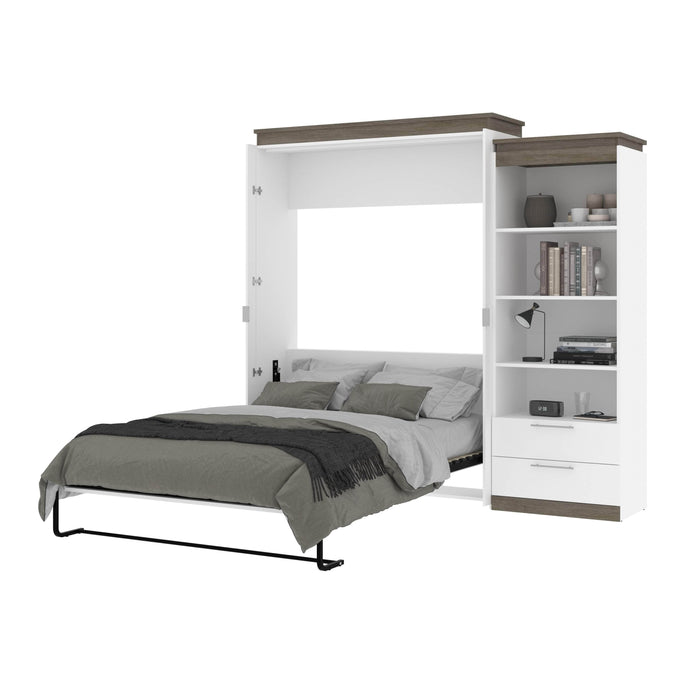 Bestar Murphy Beds Orion Queen Murphy Bed And Shelving Unit With Drawers - Available in 2 Colors
