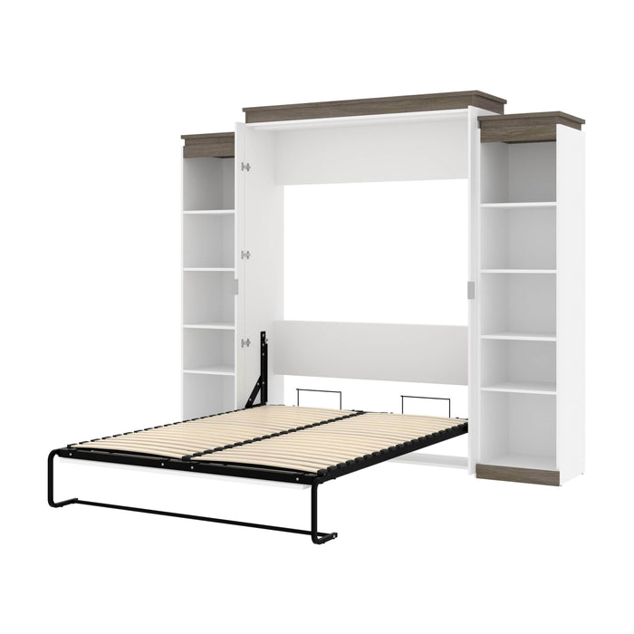 Orion 104"W Queen Murphy Wall Bed with 2 Narrow Shelving Units - Available in 2 Colors