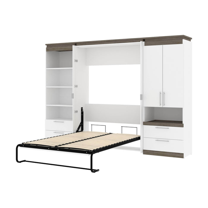 Bestar Murphy Beds White & Walnut Gray Orion 118W Full Murphy Bed And Multifunctional Storage With Drawers (119W) - Available in 2 Colors