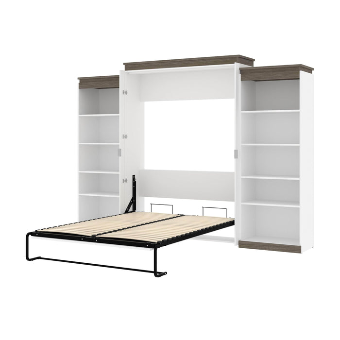 Orion 124"W Queen Murphy Wall Bed with 2 Shelving Units - Available in 2 Colors