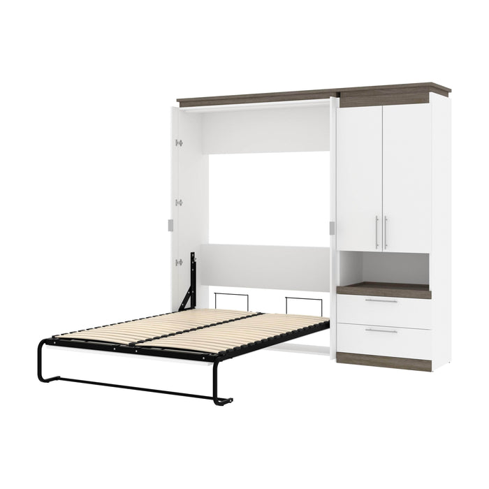 Bestar Murphy Beds White & Walnut Gray Orion Full Murphy Bed And Storage Cabinet With Pull-Out Shelf - Available in 2 Colors