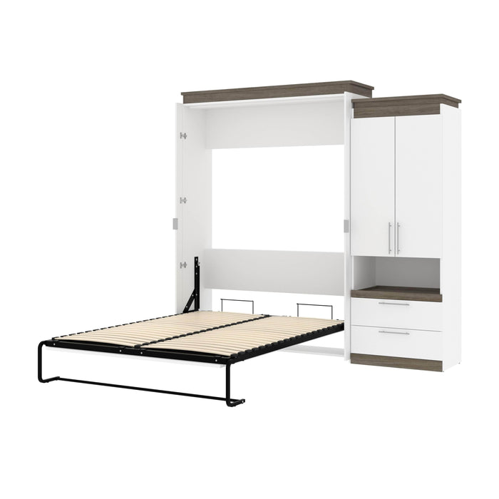 Bestar Murphy Beds White & Walnut Gray Orion Queen Murphy Bed And Storage Cabinet With Pull-Out Shelf - Available in 2 Colors