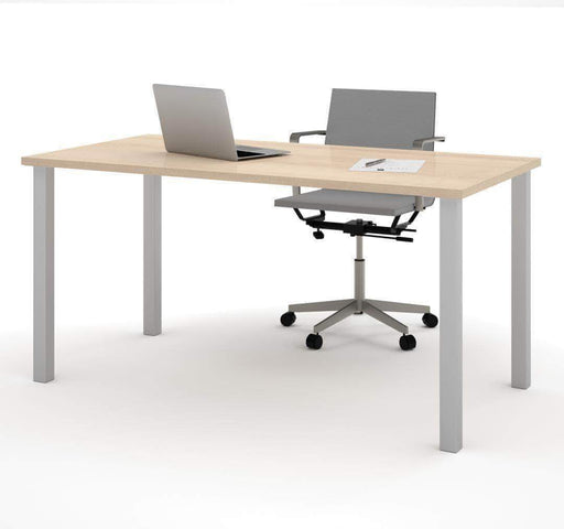 Bestar Northern Maple Table Desk with Square Metal Legs - Available in 9 Colors
