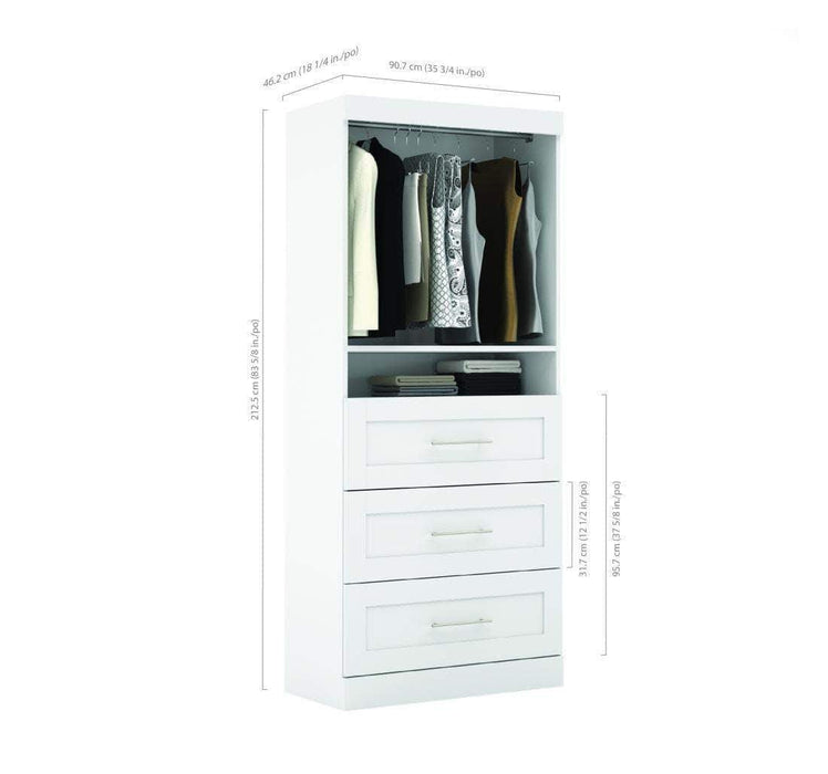 Bestar Pur 36” Storage Unit with 3 Drawers - Available in 3 Colors