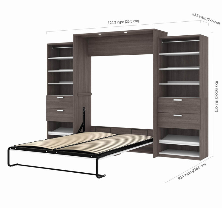 Bestar Queen Murphy Bed Cielo Queen Murphy Bed and 2 Storage Cabinets with Drawers (124W) - Available in 2 Colors