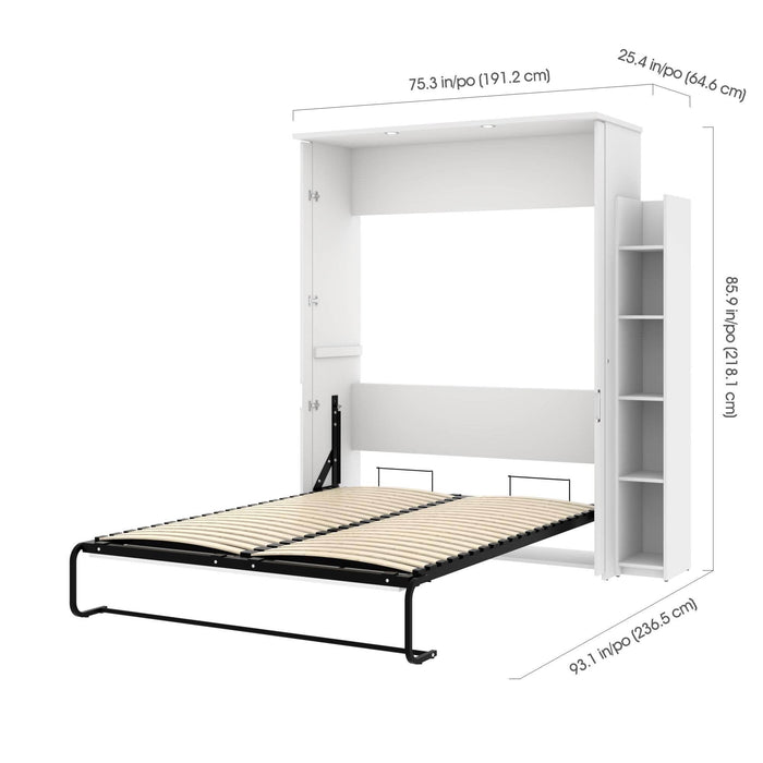 Bestar Queen Murphy Bed White Lumina Queen Murphy Bed and 1 Storage Unit (75”) - White
