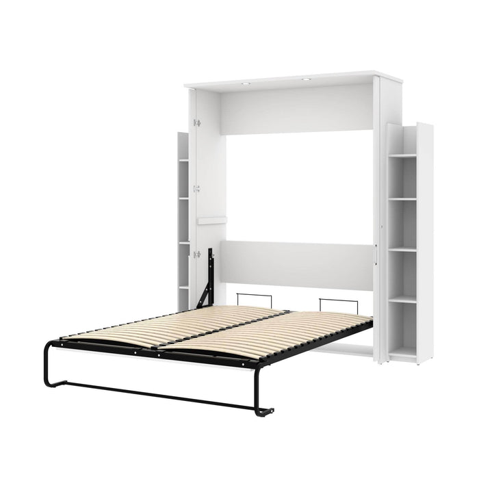 Bestar Queen Murphy Bed White Lumina Queen Murphy Bed and 2 Storage Units (85“) - White