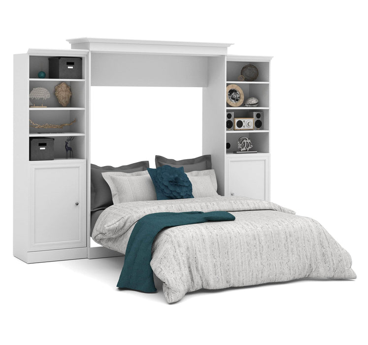 Bestar Queen Murphy Bed White Versatile Lit Queen Escamotable (Grand Lit) and 2 Storage Units with Doors (115”) - White