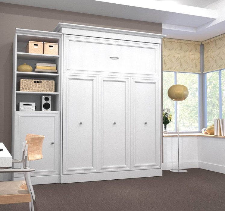 Bestar Queen Murphy Bed White Versatile Queen Murphy Bed and 1 Storage Unit with Door (92”) - White