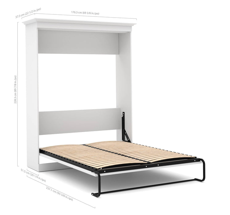 Bestar Queen Murphy Bed White Versatile Queen Murphy Bed and 1 Storage Unit with Drawers (101”) - White