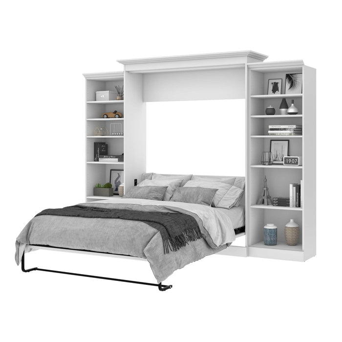 Bestar Queen Murphy Bed White Versatile Queen Murphy Bed and 2 Storage Units (115”) - White