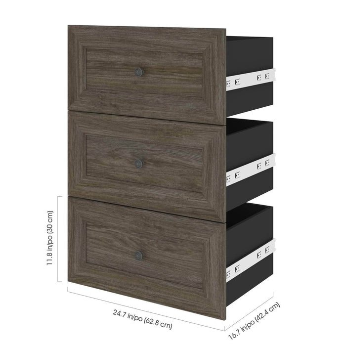 Bestar Shelves Drawers and Doors Versatile 3-Drawer Set for Versatile 25” Storage Unit - Available in 3 Colors