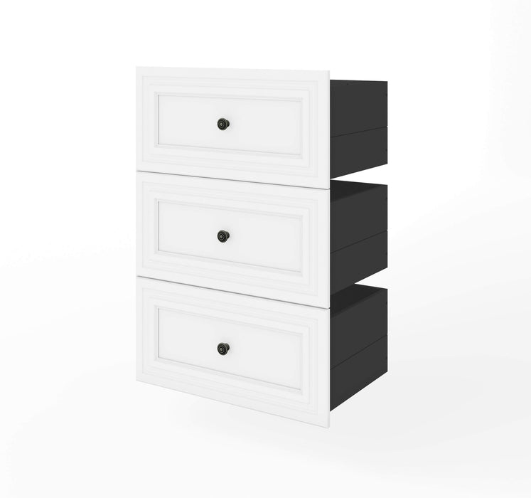 Bestar Shelves Drawers and Doors White Versatile 3-Drawer Set for Versatile 25” Storage Unit - Available in 3 Colors