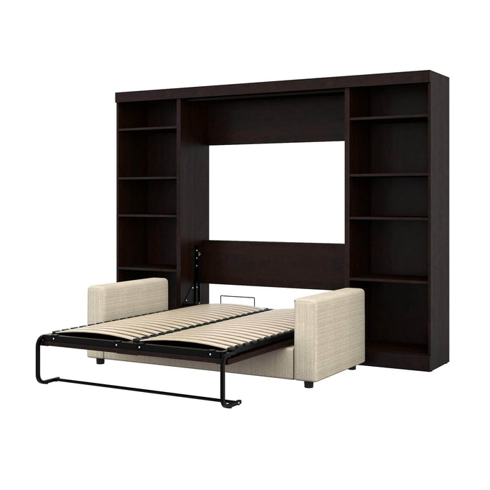 Bestar Sofa Murphy Bed Chocolate Pur Full Murphy Bed, 2 Storage Units and a Sofa - Available in 2 Colors
