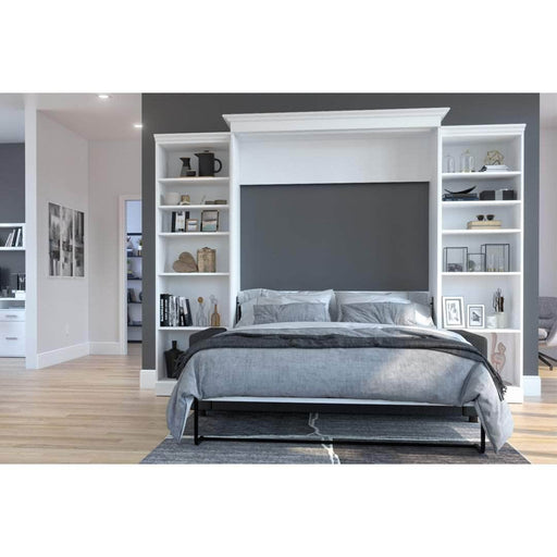 Bestar Sofa Murphy Bed White Versatile Queen Murphy Bed, 2 Storage Units and a Sofa (115“) - White