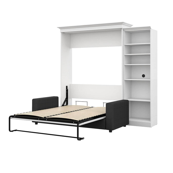 Bestar Sofa Murphy Bed White Versatile Queen Murphy Bed, a Storage Unit and a Sofa - White