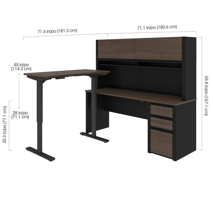Bestar Standing Desk Connexion 2-Piece set including a standing desk and a desk with hutch - Available in 3 Colors