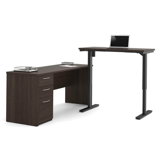 Bestar Standing Desk Dark Chocolate Embassy 2-Piece Set Including a Standing Desk and a Pedestal Desk - Dark Chocolate