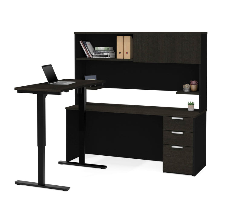Bestar Standing Desk Deep Gray & Black Pro-Concept Plus 2-Piece Set Including a Standing Desk and a Desk with Hutch - Available in 2 Colors