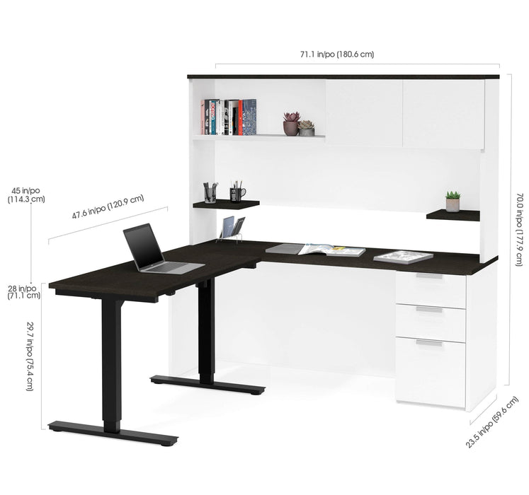 Bestar Standing Desk Pro-Concept Plus 2-Piece Set Including a Standing Desk and a Desk with Hutch - Available in 2 Colors