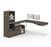 Bestar Standing Desk Walnut Gray & White Viva 8-Piece Set including two L-shaped standing desks, two storage units, two credenzas, and two dual monitor arms - Available in 2 Colors
