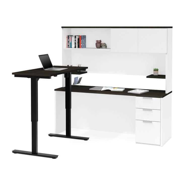 Bestar Standing Desk White & Deep Gray Pro-Concept Plus 2-Piece Set Including a Standing Desk and a Desk with Hutch - Available in 2 Colors