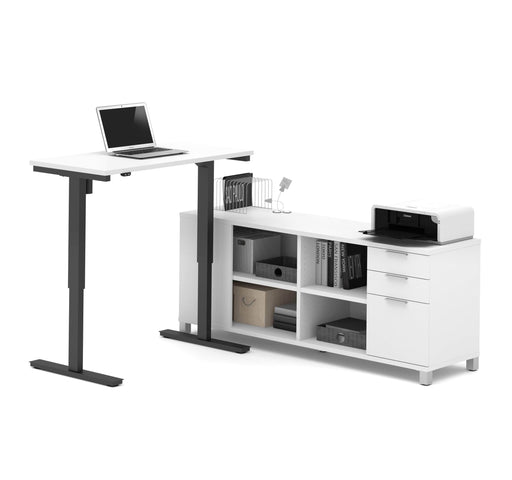 Bestar Standing Desk White Pro-Linea 2-Piece Set Including a Standing Desk and a Credenza - Available in 3 Colors