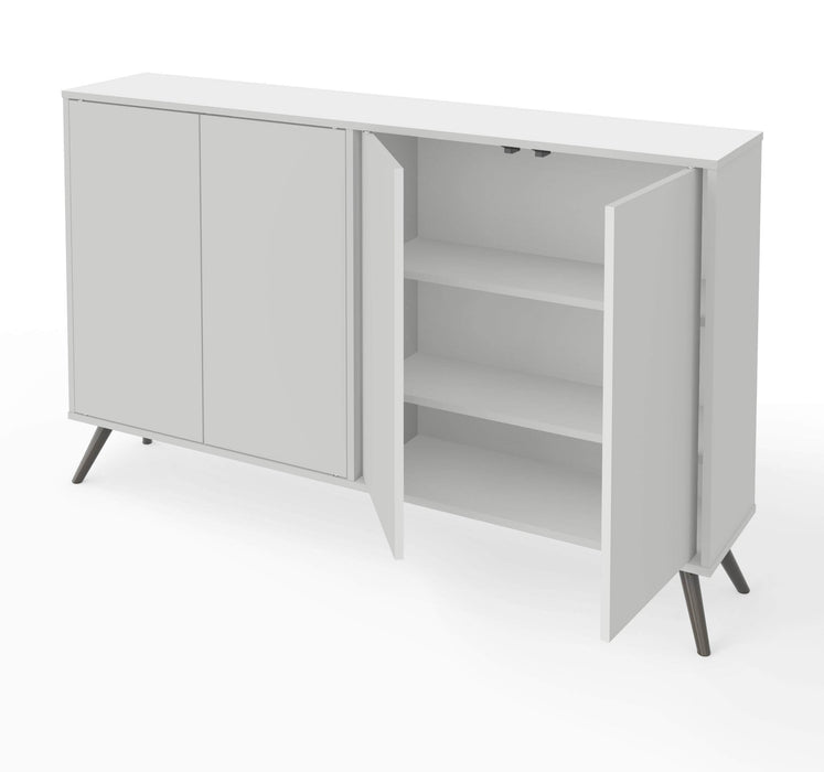 Bestar Storage Cabinet White Krom 60” Storage Cabinet with Metal Legs - White