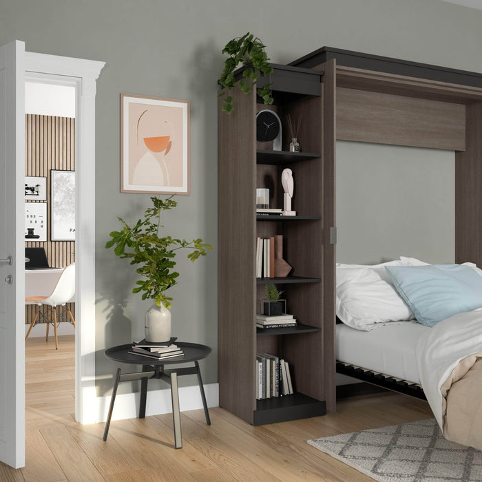 20W Narrow Storage Shelf for Bedroom in White & Walnut Grey by Bestar