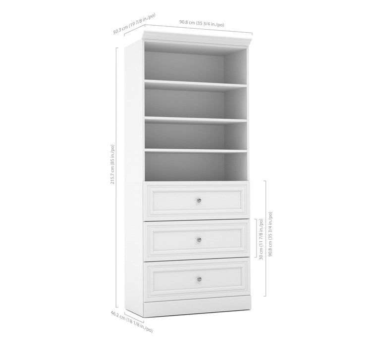 Bestar Storage Unit Versatile 36” Storage Unit with 3 Drawers - Available in 2 Colors