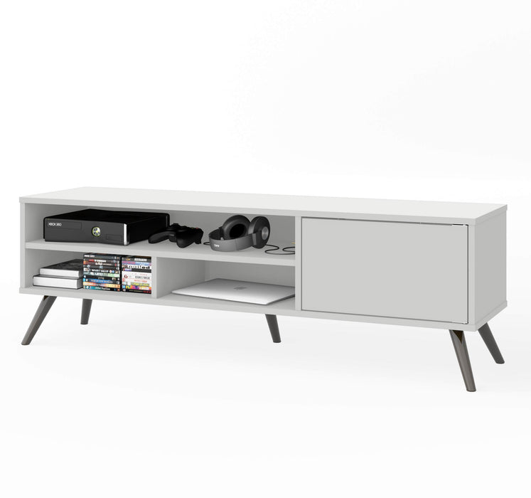 Bestar TV Stand White Krom 54W TV Stand With Metal Legs For 60" TV - Available in 2 Colors