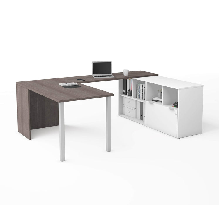 Bestar U-Desk Bark Gray & White i3 Plus U-Shaped Executive Desk - Available in 2 Colors