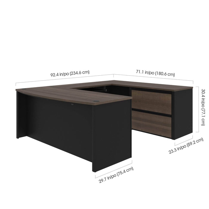 Bestar U-Desk Connexion U-Shaped Executive Desk with Lateral File Cabinet - Available in 3 Colors