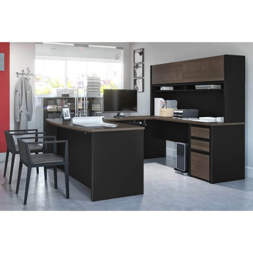 Bestar U-Desk Connexion U-Shaped Executive Desk with Pedestal and Hutch - Available in 3 Colors