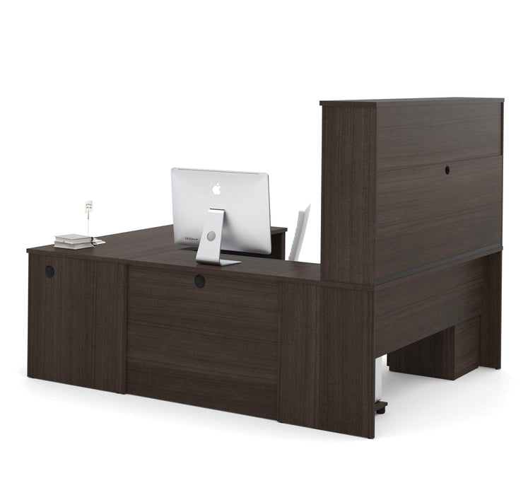 Bestar U-Desk Embassy U-Shaped Executive Desk with Pedestal and Hutch - Available in 2 Colors