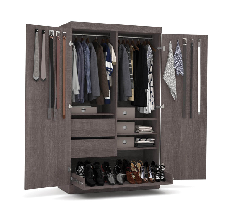 Bestar Wardrobe Bark Gray Pur 49” Wardrobe with Pull-Out Shoe Rack - Available in 2 Colors