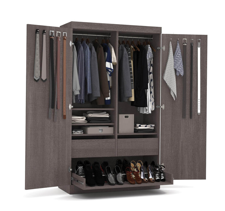 Bestar Wardrobe Pur 49” Wardrobe with Pull-Out Shoe Rack - Available in 2 Colors