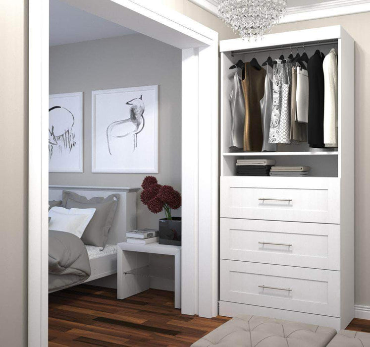 Bestar White Pur 36” Storage Unit with 3 Drawers - Available in 3 Colors