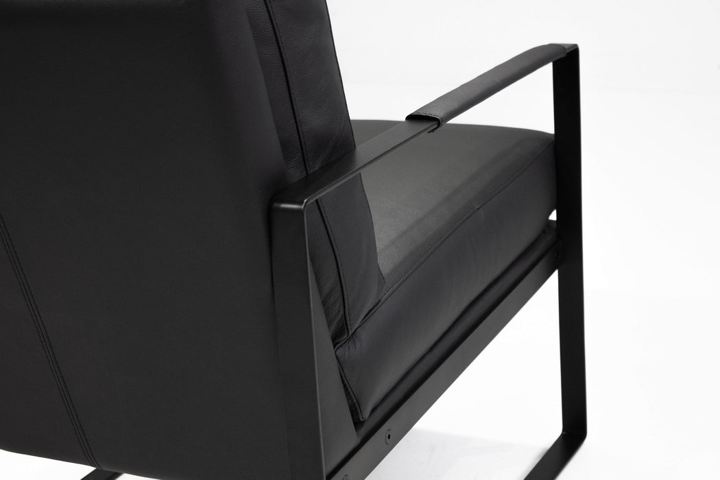  Mobital Arm Chair Mitchell Leather Arm Chair With Black Powder Coated Steel Frame - Available in 2 Colors