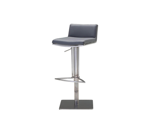 Mobital Bar Stool Gray Bond Leatherette Hydraulic Bar Stool With Brushed Stainless Steel - Available in 2 Colors