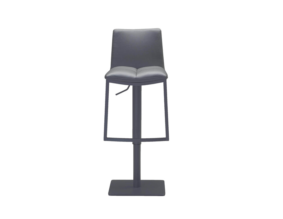 Mobital Dove Hydraulic Bar Stool in Gray Leatherette with Gray Powder Coated Steel Frame and Footrest