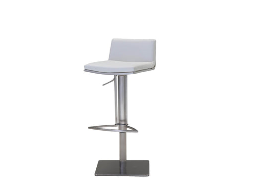 Mobital Bar Stool White Bond Leatherette Hydraulic Bar Stool With Brushed Stainless Steel - Available in 2 Colors
