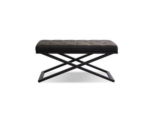 Mobital Bench Black Crosstown 36" Wide Small Bench Black Leatherette With Matte Black Powder Coated Steel